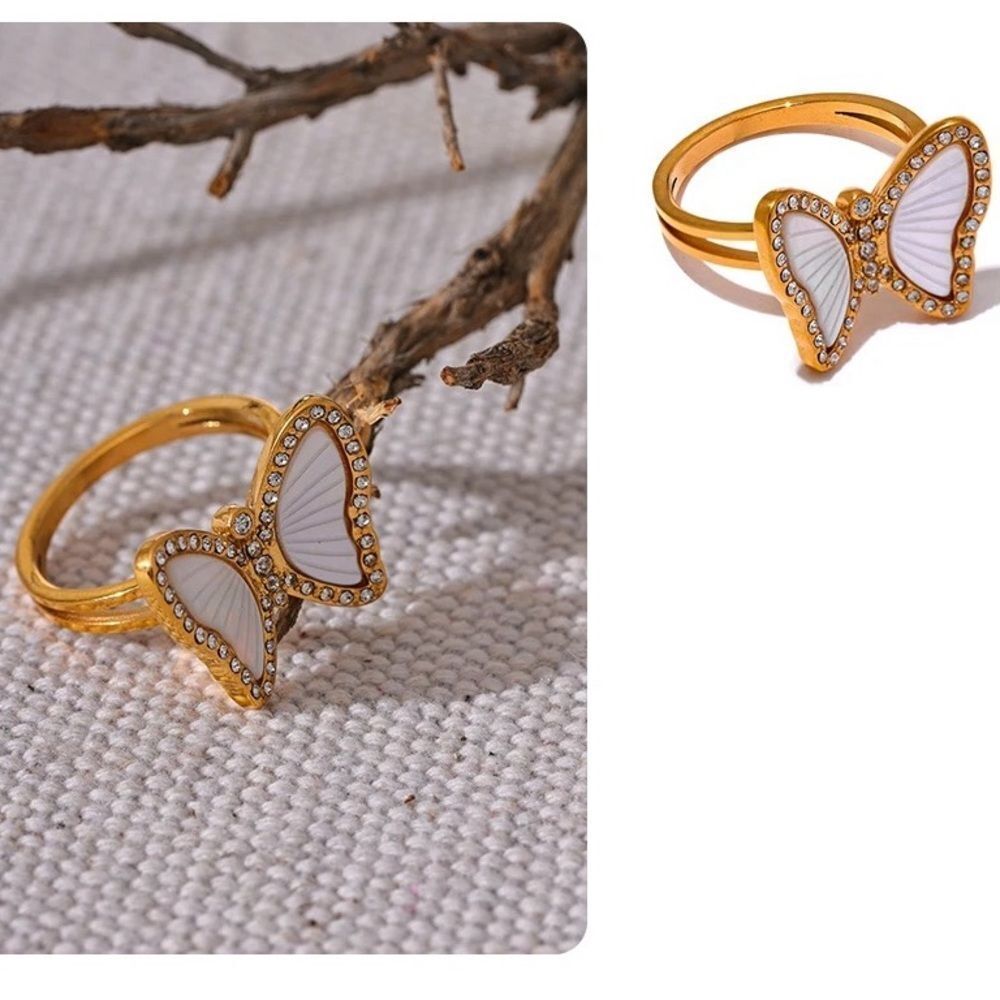 Goldent Butterfly Adjustable Ring- Adjustable